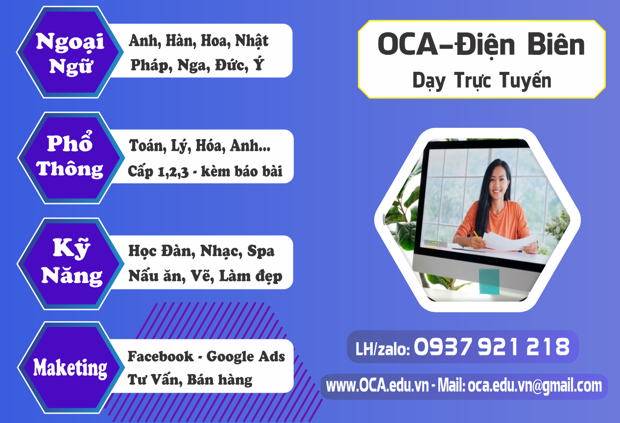 Oca Điện Biên - Tp Điện Biên Phủ trung tâm dạy trực tuyến, online, luyện thi kỹ năng, ôn thi đại học
