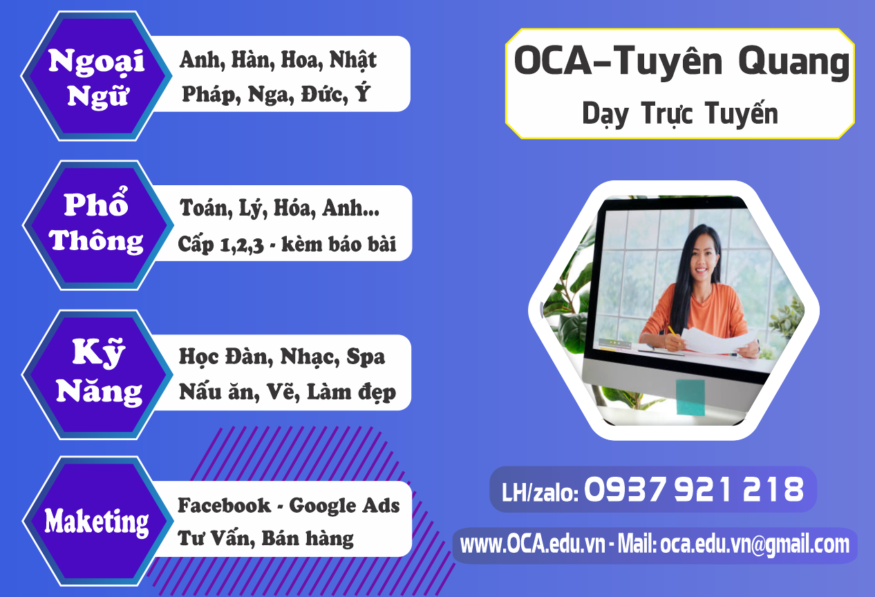 OCA Tuyên Quang, anh, pháp, trực tuyến, online