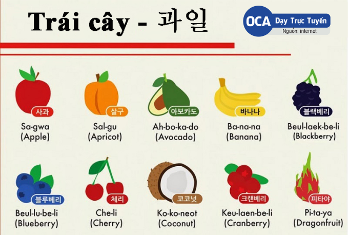 Trái cây tiếng Hàn là gì